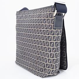 Fendi-Fendi Zucca Shoulder Bag-Navy blue