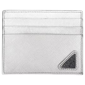 Prada-Prada Saffiano Triangle Card Case 1MC223-Silvery