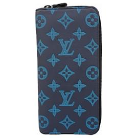 Louis Vuitton-Louis Vuitton Long Wallet Monogram Shadow Zippy Vertical-Blue