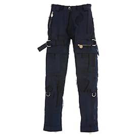 Carven-Carven navy jacquard grunge pants-Blue,Navy blue