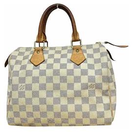 Louis Vuitton-Louis Vuitton Damier Azur Speedy 25 Handbag-White