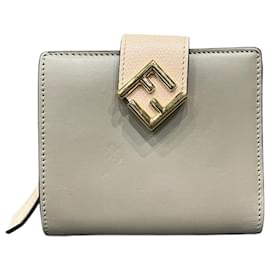 Fendi-FENDI FF Diamond Bi-fold Wallet-Brown,Pink