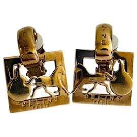Céline-Celine Gold Plated Clip Earrings-Golden