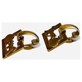 Céline-Celine Gold Plated Clip Earrings-Golden