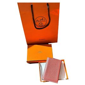 Hermès H saddle card holder red leather Red