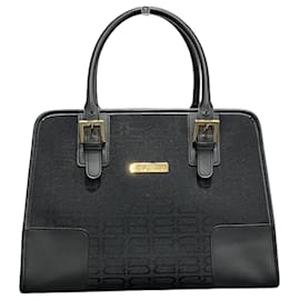 Balenciaga-Balenciaga BB Black Canvas x Leather Tote Bag-Black