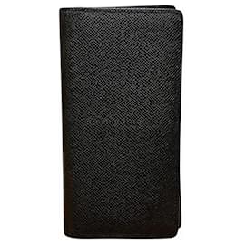 Louis Vuitton-Louis Vuitton Taiga Portefeuille Brazza Long Wallet-Black