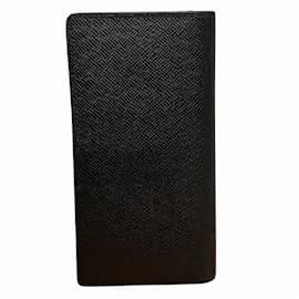 Louis Vuitton-Louis Vuitton Taiga Portefeuille Brazza Long Wallet-Black