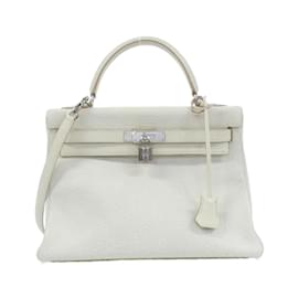 Hermès-Sac à main Hermes Kelly 32 cm-Blanc,Beige