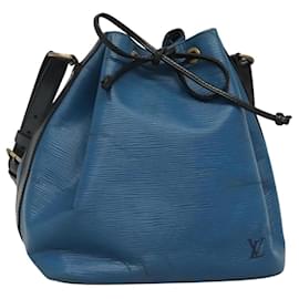 Louis Vuitton-LOUIS VUITTON Epi Petit Noe Shoulder Bag Bicolor Black Blue M44152 Auth BD110-Black,Blue