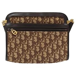 Christian Dior-Christian Dior Trotter Canvas Shoulder Bag Beige Auth 98268-Beige
