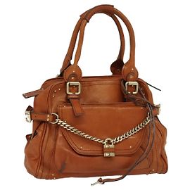 Chloé Sac à main Chloe Paddington en cuir marron or argent Auth 113680 Marron Argenté Doré