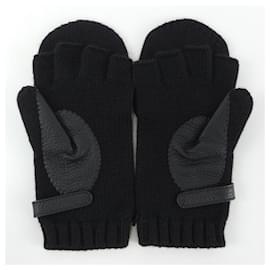 Hermès-Hermes Black Cashmere Warm Gloves-Black