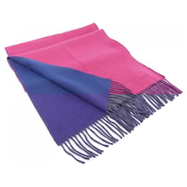 Hermès-Écharpe en cachemire Hermes-Rose,Bleu Marine