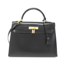 Hermès-Sac à main Hermes Kelly 32 cm-Noir