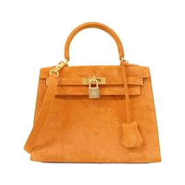 Hermès-Sac à main Hermes Kelly 25 cm-Orange