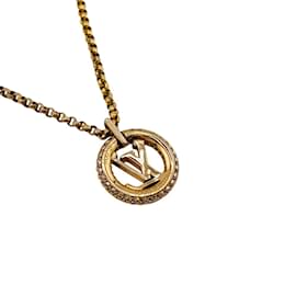 Louis Vuitton-Louis Vuitton M00759 Louise by Night LV Circle Necklace-Golden