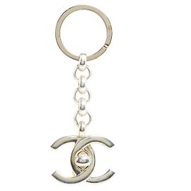 Chanel 1996 Keychain or Charm CC Silver Turnlock Key Holder Silvery