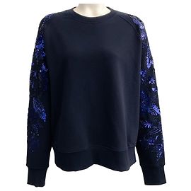 Sweatshirt en coton bleu marine à sequins Essentiel Antwerp Bleu Marine