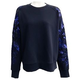 Sweatshirt en coton bleu marine à sequins Essentiel Antwerp Bleu Marine