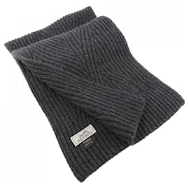 Hermès-Châle en cachemire gris Hermes-Marron
