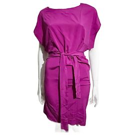 Joseph Vestido de seda com cinto em magenta Rosa