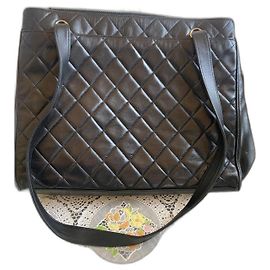 Chanel Black Matelassé Leather Handbag Black