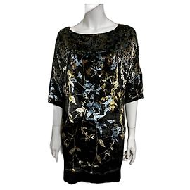Diane Von Furstenberg DvF Claire Samtkleid mit floralem Muster Schwarz Mehrfarben