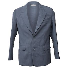 Dior Homme Single-Breasted Long-Sleeved Jacket in Blue Wool Blue Light blue