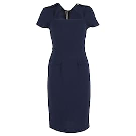 Roland Mouret-Roland Mouret The Biltmore Dress in Navy Blue Wool-Blue,Navy blue