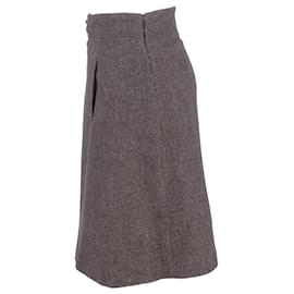 Gucci- Gucci Texutured Midi A-Line Skirt in Brown Wool-Brown,Red