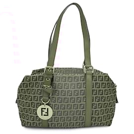 Fendi-Pink Brown Monogram Zucchino Canvas Boston Shoulder Bag-Pink