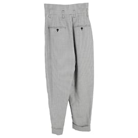 Dolce & Gabbana-Dolce & Gabbana Houndstooth High Waist Trousers in Black Wool-Black