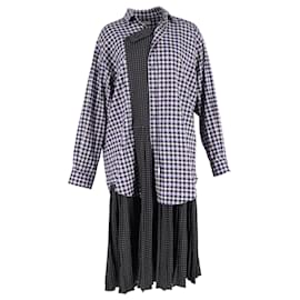 Balenciaga- Balenciaga Layered Patterned Midi Dress in  Multicolor Cotton-Multiple colors