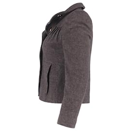 Gucci-Gucci Textured Double-Breasted Blazer in Brown Wool-Brown,Red