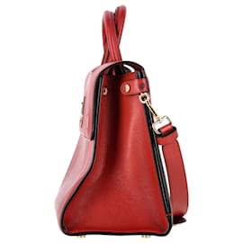 Dior-Dior Diorever Top Handle Bag in Red Leather -Red,Dark red