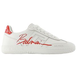 Baskets Swan - Balmain - Cuir - Rouge/Blanc Rouge