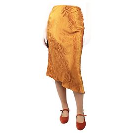 Alice + Olivia Jupe midi en satin orange tigre - taille S Orange
