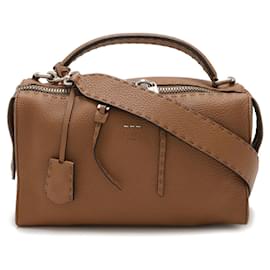 Fendi-Sac à main Fendi Selleria Ray Mini Boston à bandoulière-Marron