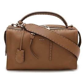 Fendi-Sac à main Fendi Selleria Ray Mini Boston à bandoulière-Marron