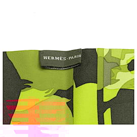 Hermès-Hermès Orange Ex Libris En Camouflage Silk Twilly Scarf-Orange