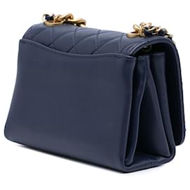 Chanel-Chanel Blue Mini Quilted Calfskin Pearl Boy Chain Flap-Blue,Navy blue