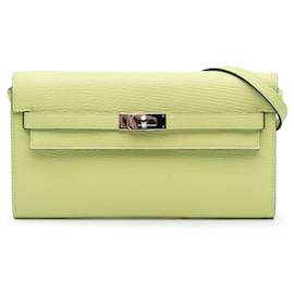 Hermès-Hermès Green Chevre Mysore Kelly To Go Wallet-Other,Green