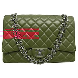 Chanel-CHANEL CLASSIC TIMELESS MAXI JUMBO QUILTED LEATHER HAND BAG-Red