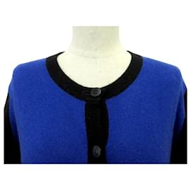 Chanel-GILET CARDIGAN CHANEL PO5205VO0244 BOUTONS CC 40 M CACHEMIRE BLEU ET NOIR-Autre