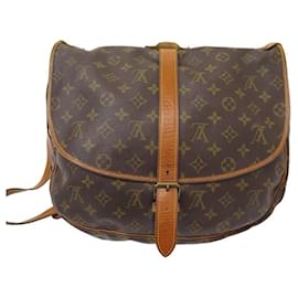 Louis Vuitton-VINTAGE SAC A MAIN LOUIS VUITTON SAUMUR GM M42254 TOILE MONOGRAM HANDBAG-Marron