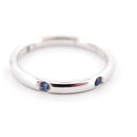 Pomellato-NEW POMELLATO RING ALLIANCE LUCCIOLE 6 BLUE SAPPHIRES T54 WHITE GOLD RING-Silvery