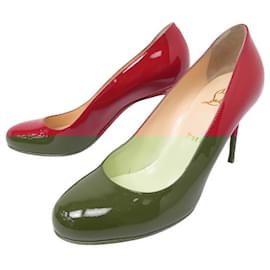 Christian Louboutin-CHRISTIAN LOUBOUTIN DOLLY PUMP 85 3221279 36.5 PATENT LEATHER SHOES-Red