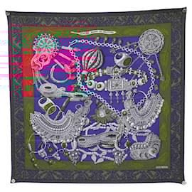 Hermès-NINE HERMES SCARF ZENOBIE QUEEN OF PALMYRA A. FAIVRE SQUARE 90 SILK SCARF-Multiple colors