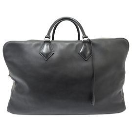 Hermès BOLSA DE VIAGEM HERMES PLUME 55 EM COURO BOX PRETO Preto